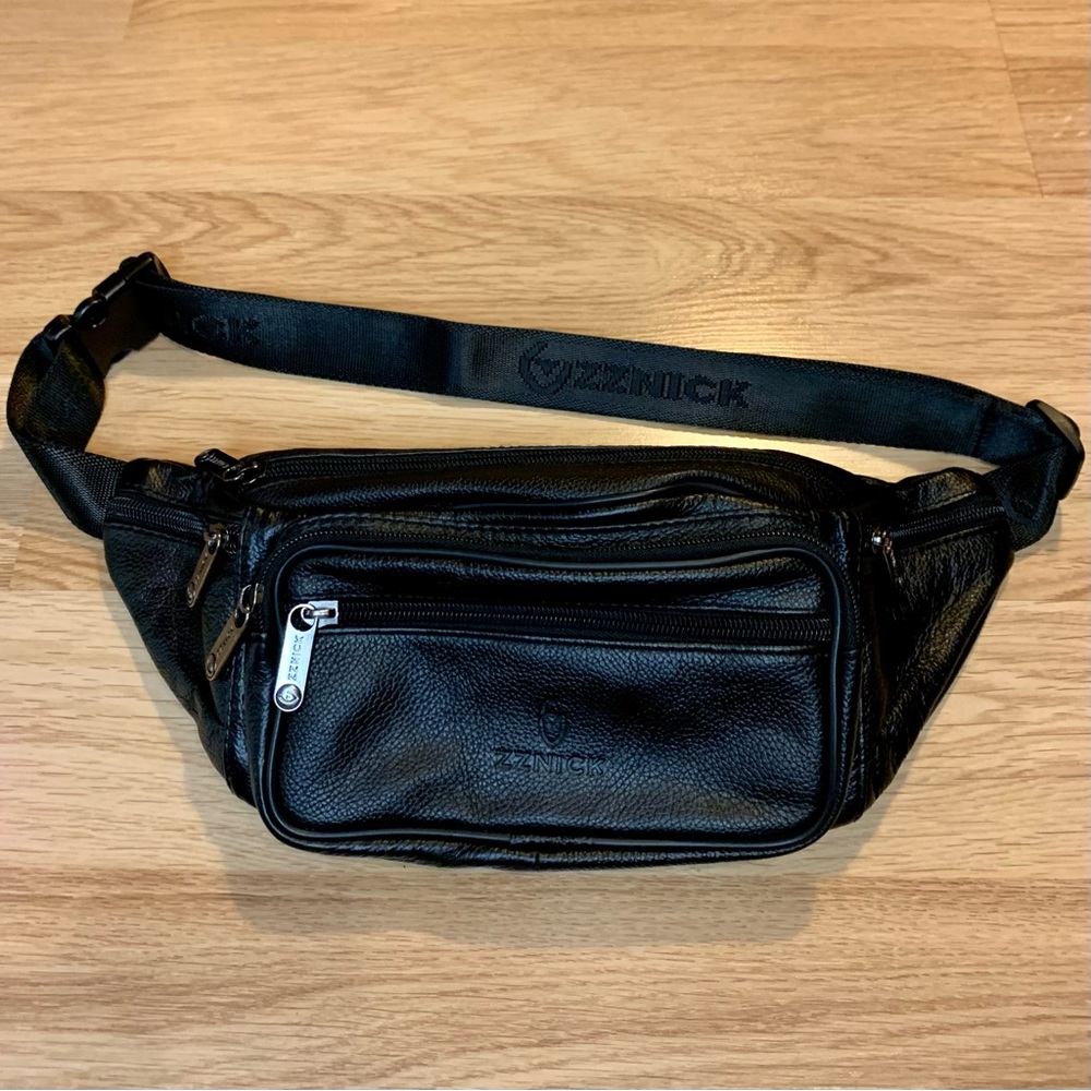Genuine Leather Fanny Pack/Waist Bag with Adjustable Belt